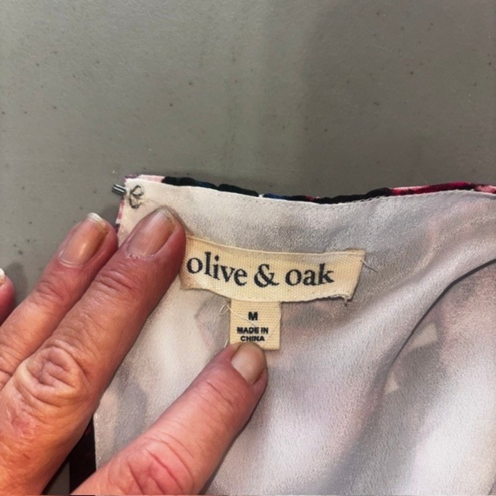 Olive & Oak Floral Sleeveless Mini Dress Pink Blue White Keyhole Back Medium - Picture 6 of 7